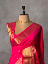 Rani Pink Banarasi silk saree -RUK46A