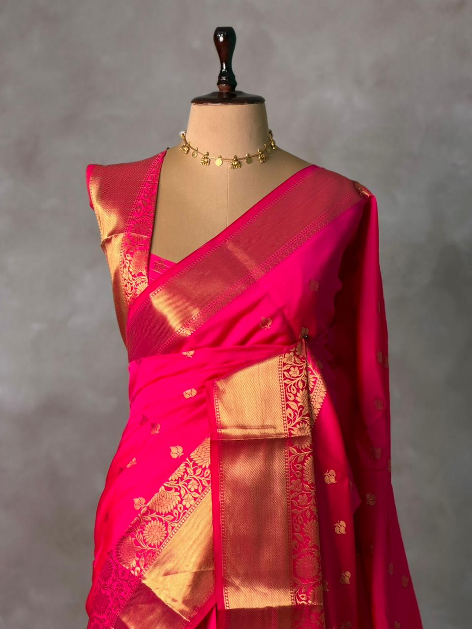 Rani Pink Banarasi silk saree -RUK46A