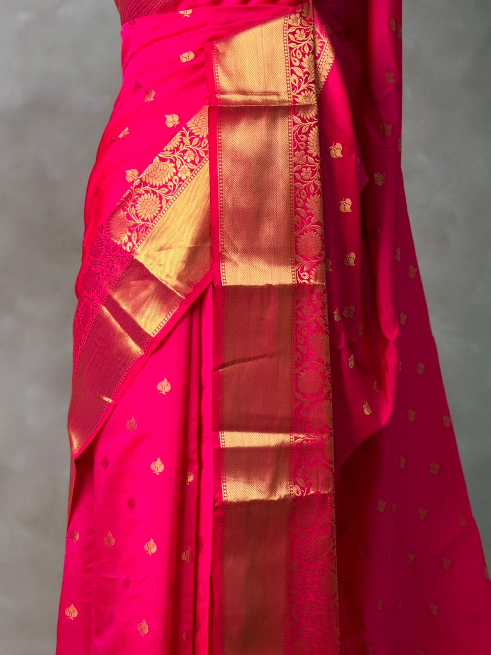 Rani Pink Banarasi silk saree -RUK46A