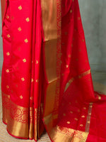 Red Pink Banarasi silk saree -RUK46B