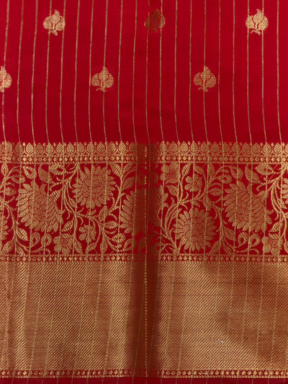 Red Pink Banarasi silk saree -RUK46B