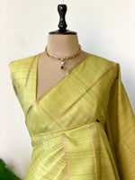 Pastal Green tusser silk saree -PBR15C