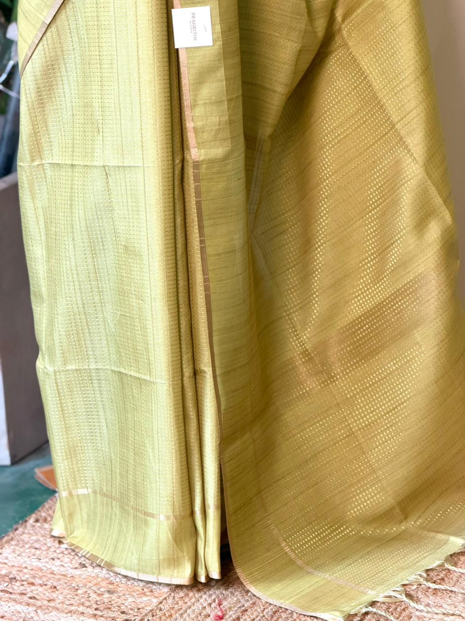 Pastal Green tusser silk saree -PBR15C