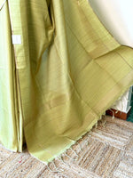Pastal Green tusser silk saree -PBR15C