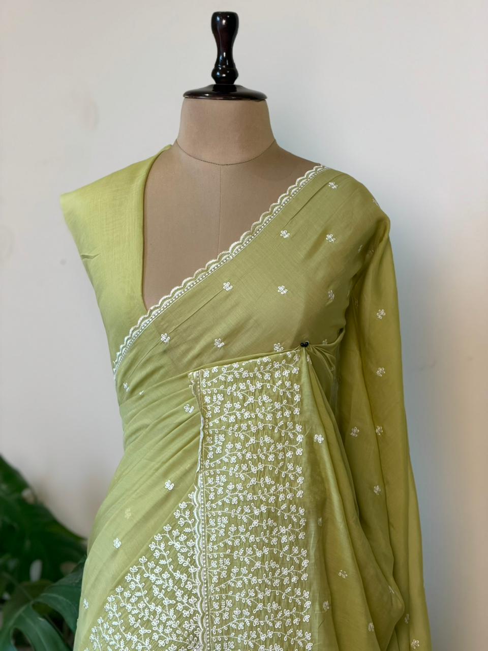Green Muslin silk saree -PBR17