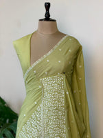 Green Muslin silk saree -PBR17