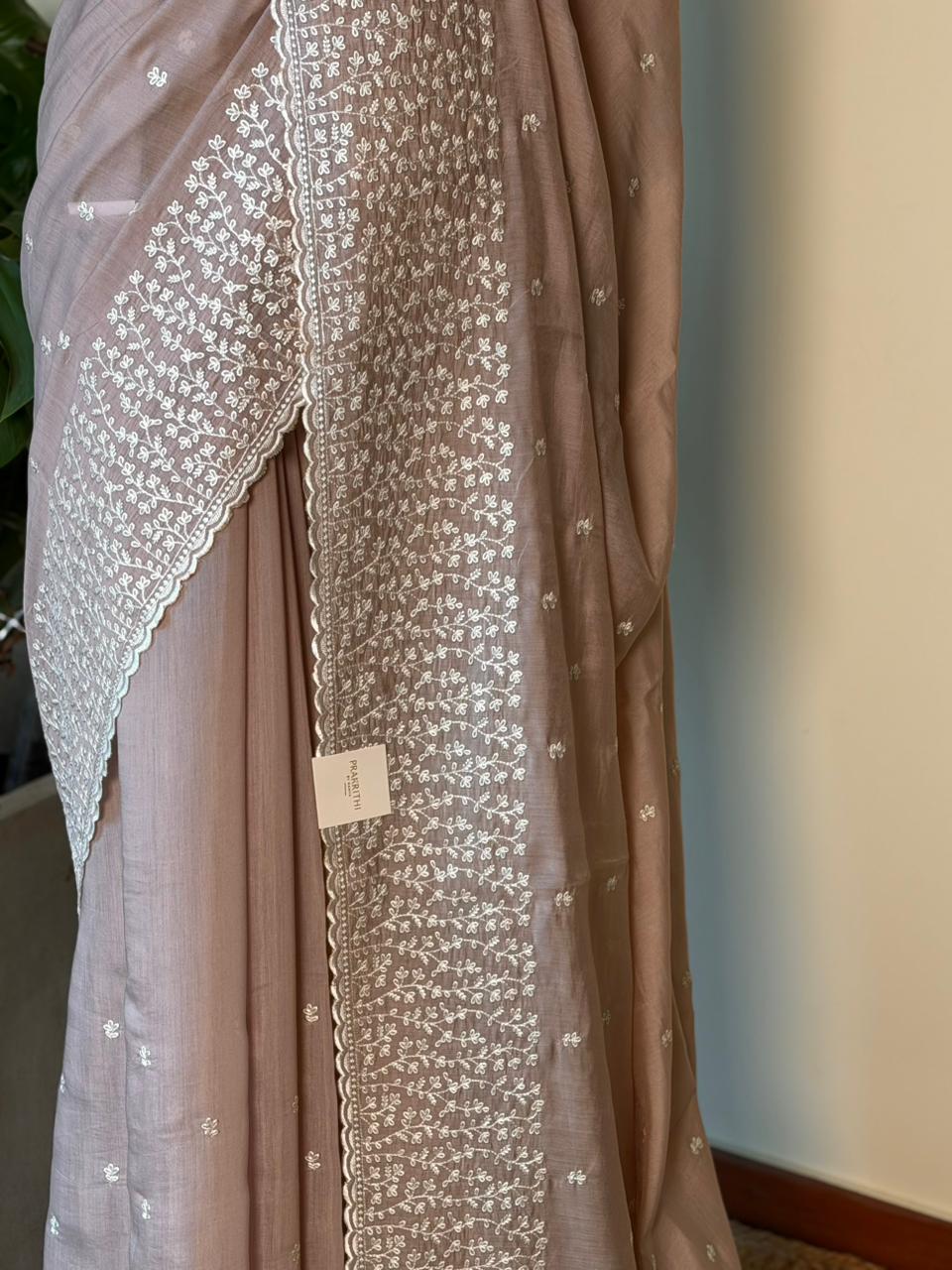 Mauve Muslin silk saree -PBR17A
