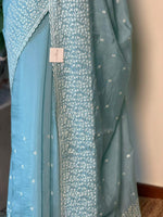 Blue Muslin silk saree -PBR17B