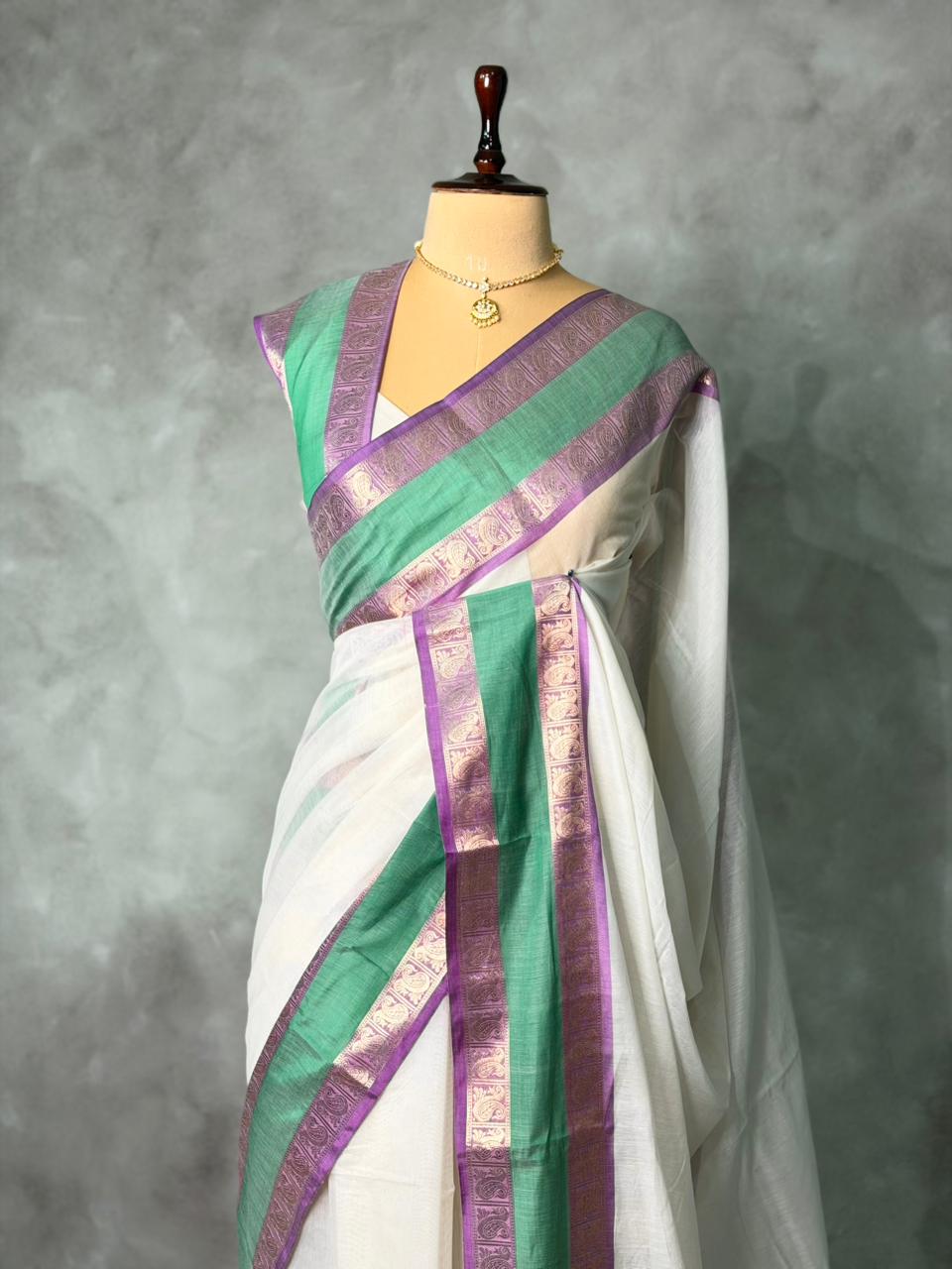 Off white Banarasi silk saree - PIH80