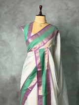 Off white Banarasi silk saree - PIH80