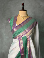 Off white Banarasi silk saree - PIH80
