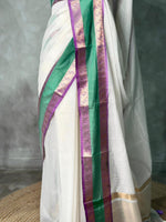 Off white Banarasi silk saree - PIH80