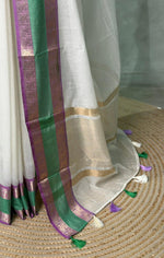 Off white Banarasi silk saree - PIH80
