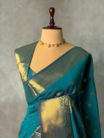 Peacock Blue Banarasi silk saree -RUK46C