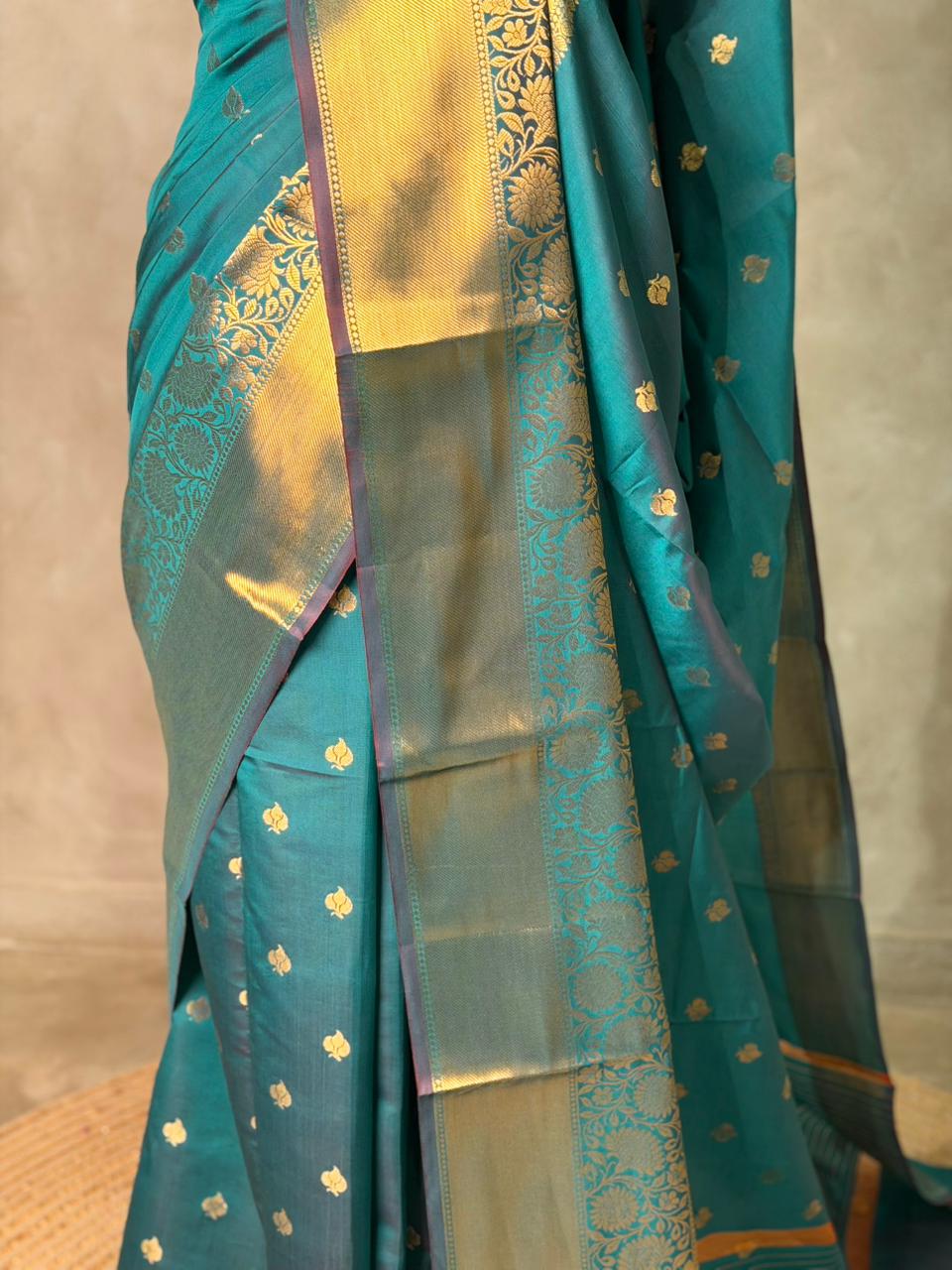 Peacock Blue Banarasi silk saree -RUK46C