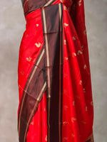 Reddish maroon Banarasi silk saree - PIH81