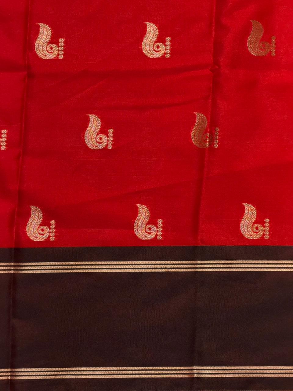 Reddish maroon Banarasi silk saree - PIH81