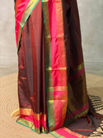 Deep maroon Banarasi silk saree - PIH82