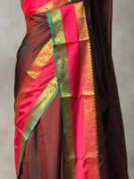 Deep maroon Banarasi silk saree - PIH82