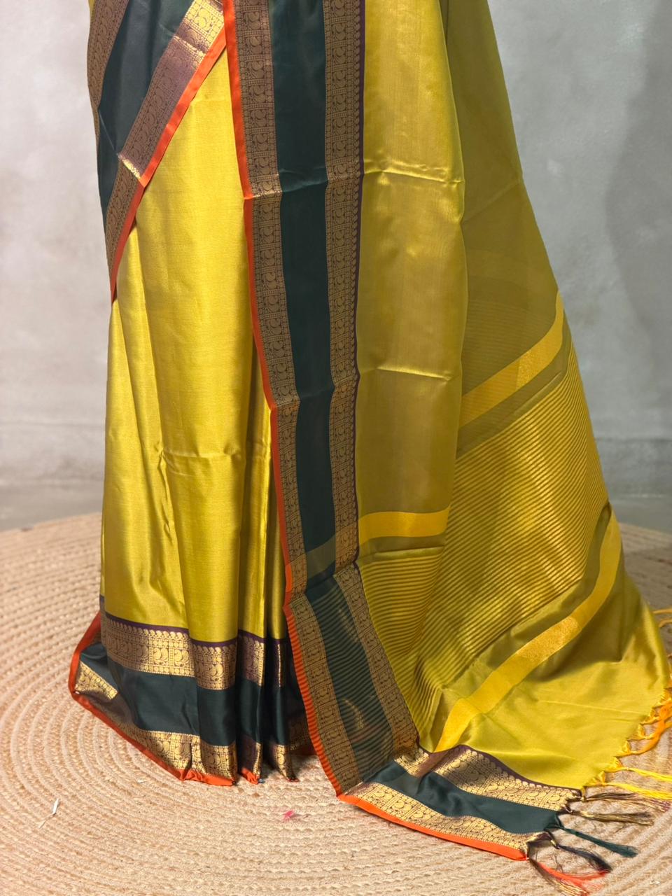 Olive Green Banarasi silk saree - PIH83