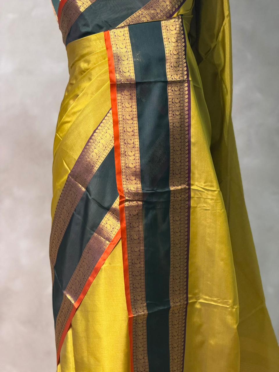 Olive Green Banarasi silk saree - PIH83