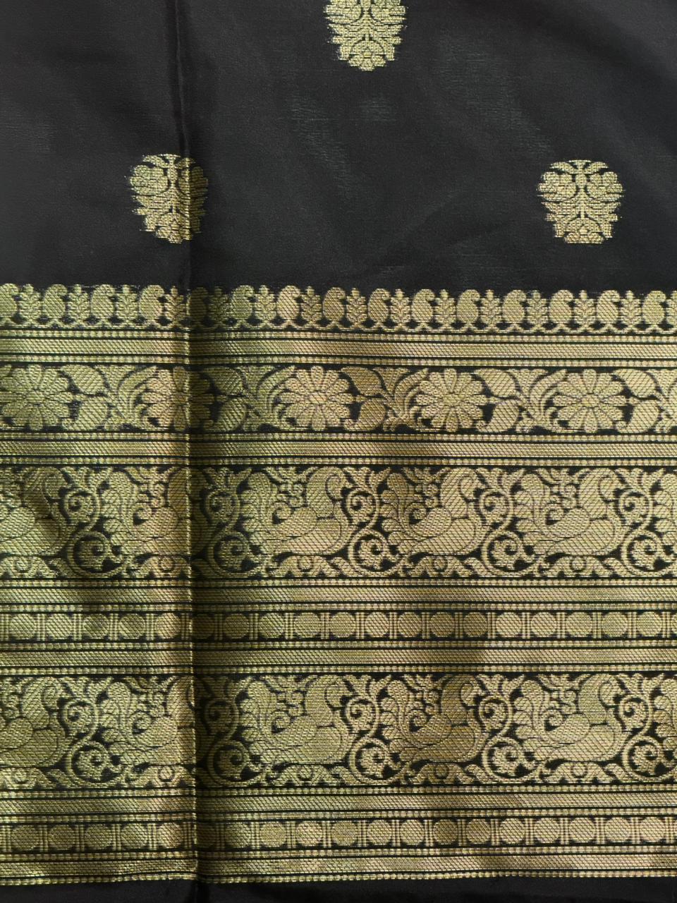 Black and Pink tissue Banarasi silk saree - PIH87