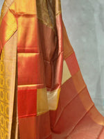 Gold and Red tissue Banarasi silk saree - PIH86