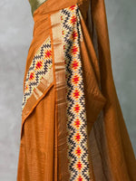 Mustard yellow Georgette chanderi silk saree -PBR18