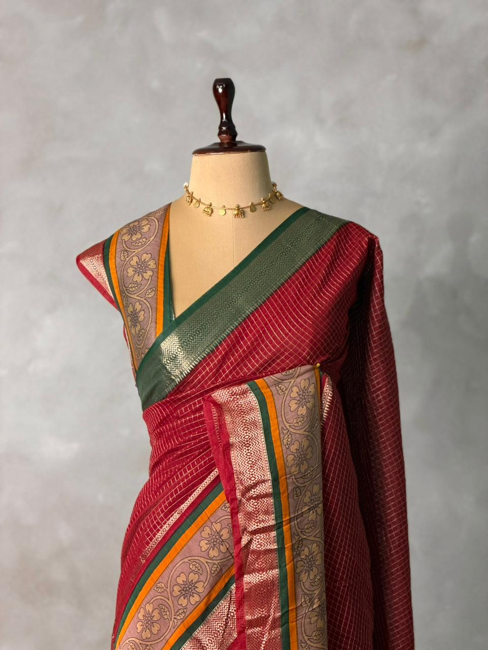 Maroon Georgette chanderi silk saree -PBR18A