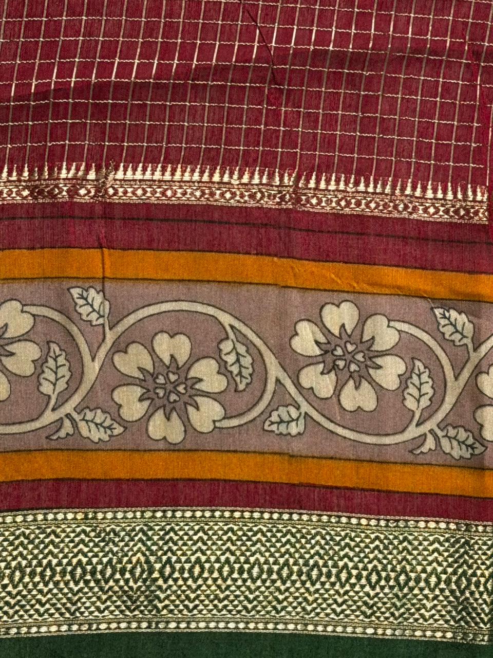 Green Georgette chanderi silk saree -PBR18B