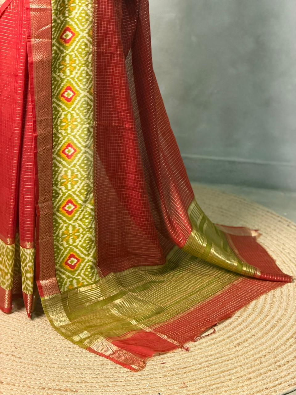 Maroon Georgette chanderi silk saree -PBR18C