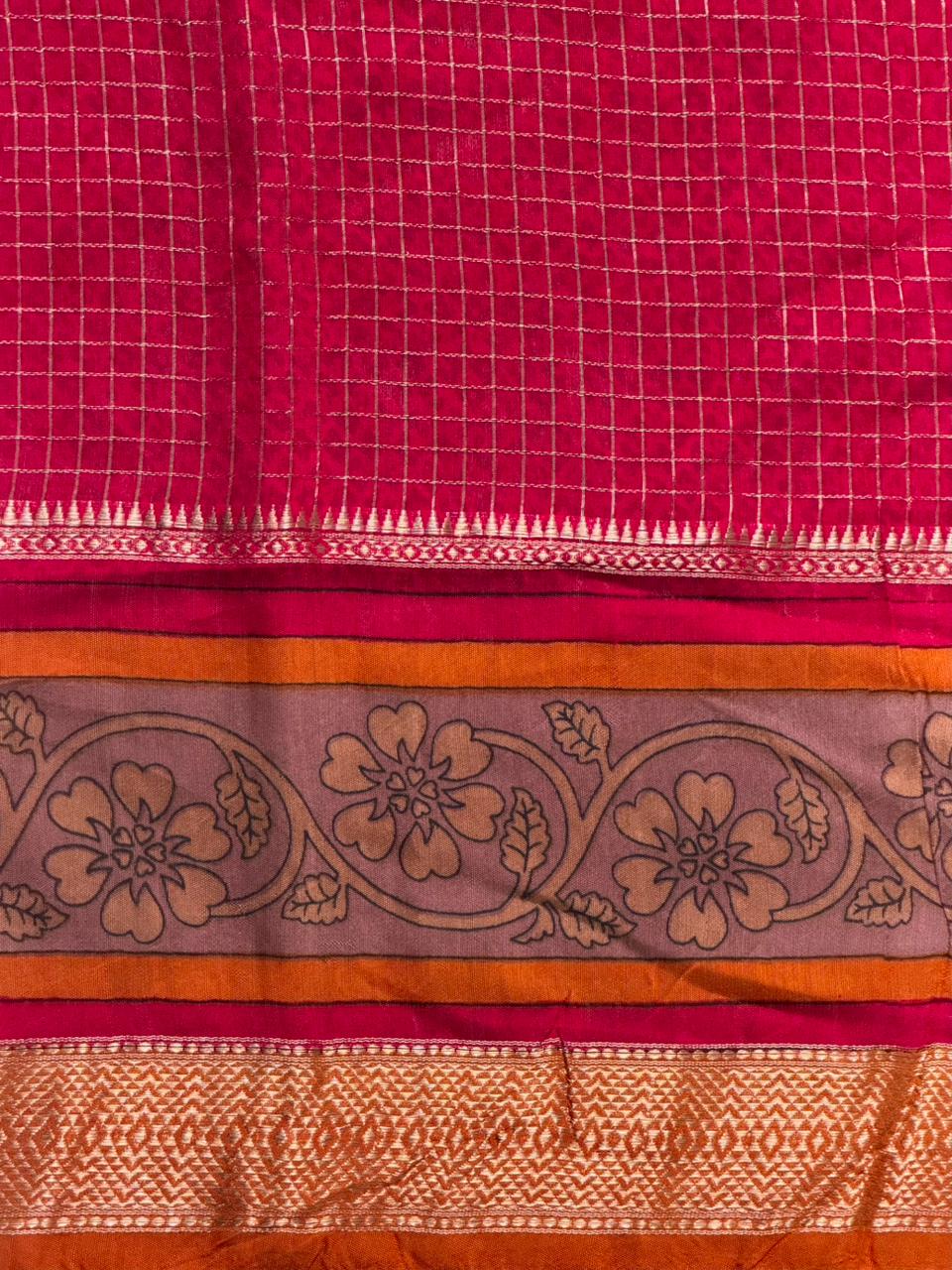 Mustard Yellow Georgette chanderi silk saree -PBR18D