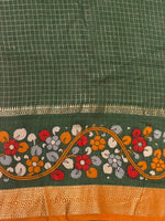 Mustard Yellow Georgette chanderi silk saree -PBR18F