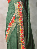 Green Georgette chanderi silk saree -PBR18G