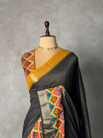 Black Georgette chanderi silk saree -PBR18H