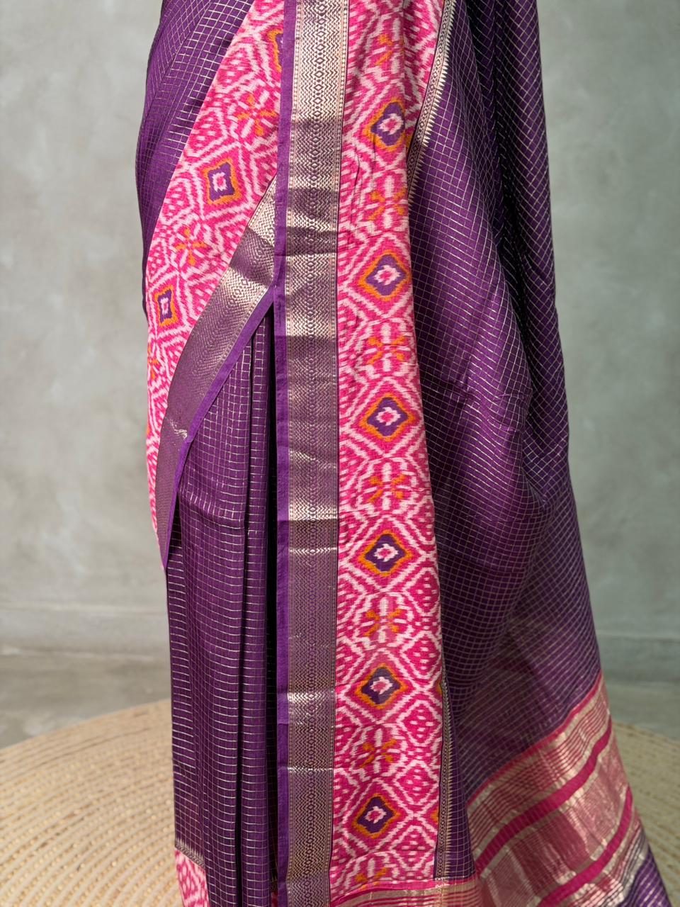 Purple chanderi silk saree -PBR18I
