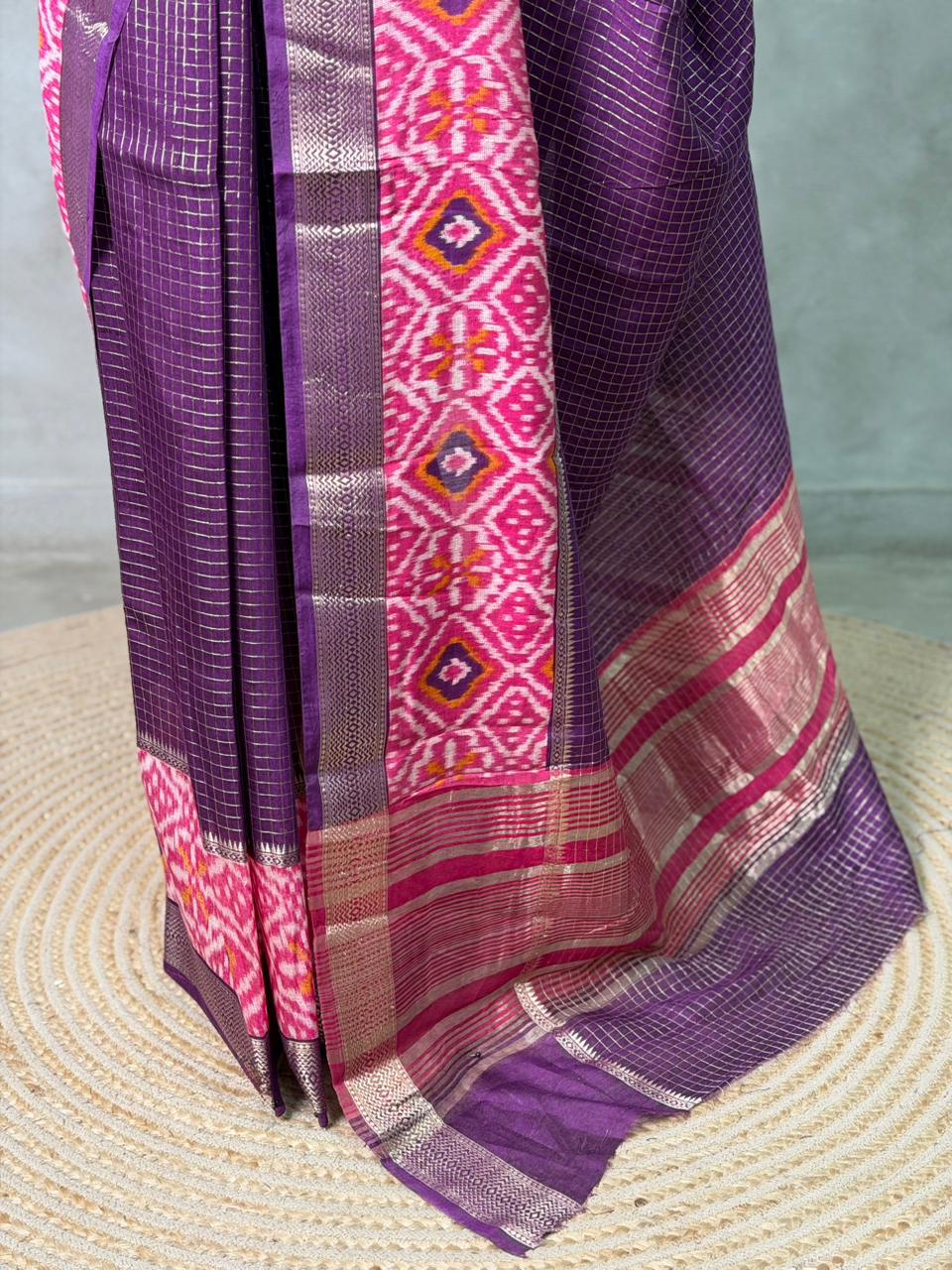 Purple chanderi silk saree -PBR18I