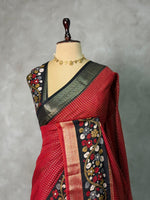 Maroon Georgette chanderi silk saree -PBR18J