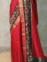 Maroon Georgette chanderi silk saree -PBR18J