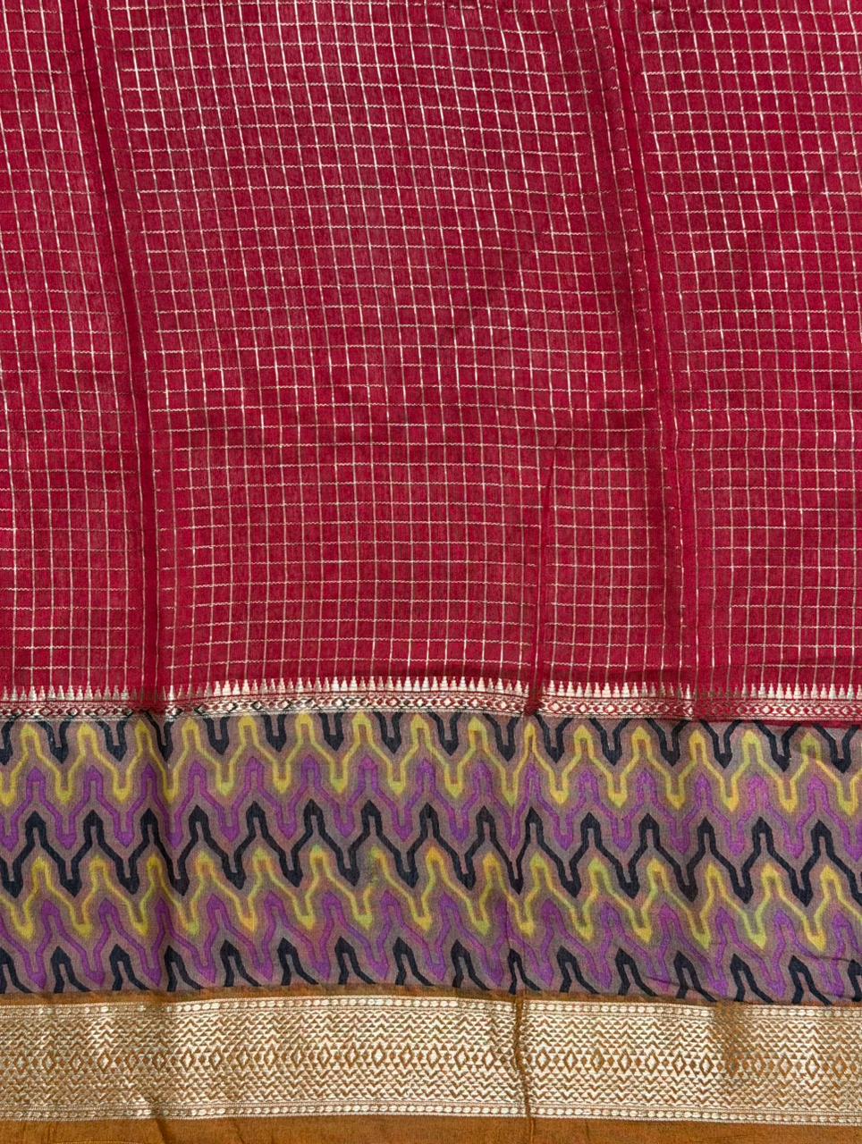 Mustard Yellow Georgette chanderi silk saree -PBR18K