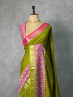 Olive Green Georgette chanderi silk saree -PBR18L