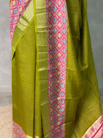 Olive Green Georgette chanderi silk saree -PBR18L