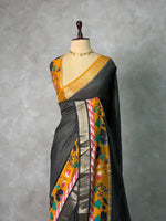 Black Georgette chanderi silk saree -PBR18N