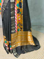 Black Georgette chanderi silk saree -PBR18N