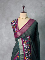 Bottle green chanderi silk saree -PBR18O