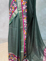 Bottle green chanderi silk saree -PBR18O