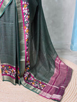 Bottle green chanderi silk saree -PBR18O