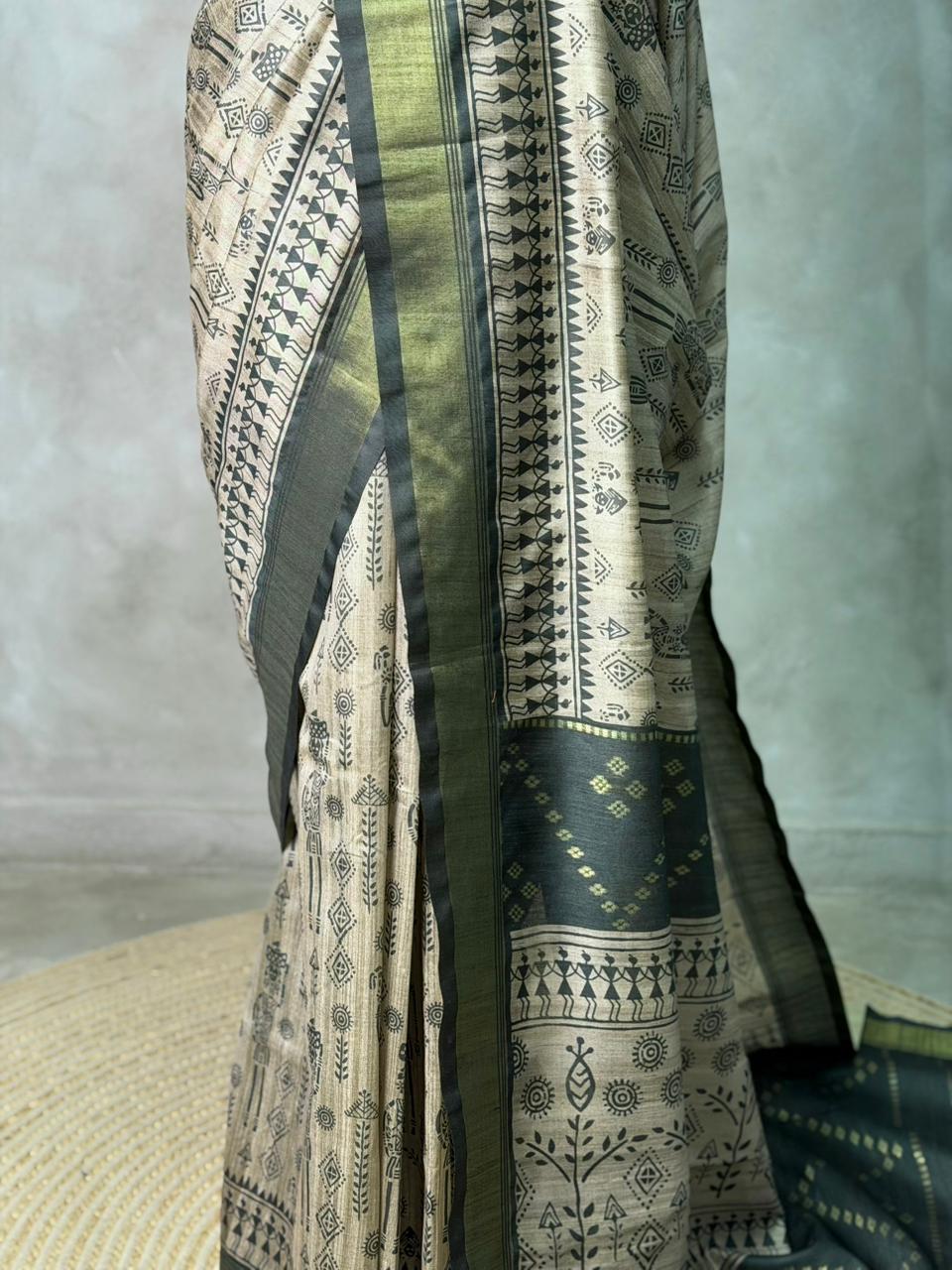 Tribal Printed silk cotton saree -PBR19D