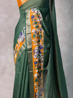 Bottle Green chanderi silk saree -PBR18Q