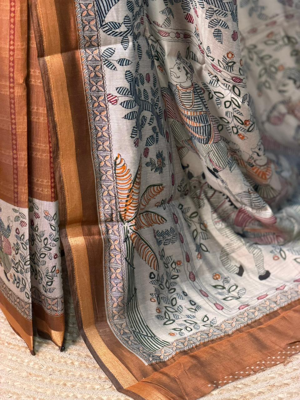 Light brown silk cotton saree -PBR20A